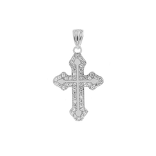 Load image into Gallery viewer, Sterling Silver Rhodium Plated CZ Cross Pendant