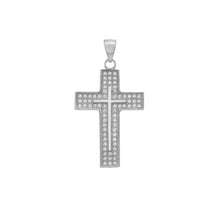 Load image into Gallery viewer, Sterling Silver Rhodium Plated Pave CZ Cross Pendant