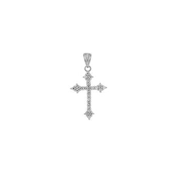 Sterling Silver Rhodium CZ Cross Pendant