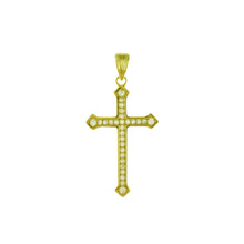 Load image into Gallery viewer, Sterling Silver Gold Plated Micro Pave CZ Cross Pendant