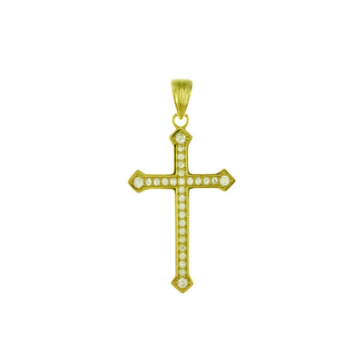 Sterling Silver Gold Plated Micro Pave CZ Cross Pendant