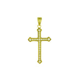 Sterling Silver Gold Plated Micro Pave CZ Cross Pendant