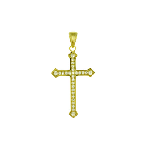 Sterling Silver Gold Plated Micro Pave CZ Cross Pendant