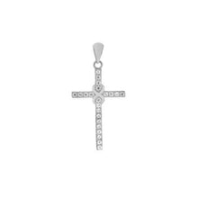 Load image into Gallery viewer, Sterling Silver Rhodium Cubic Zirconia Cross Pendant