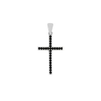 Sterling Silver Reversible Black White Micro Pave CZ Pendant