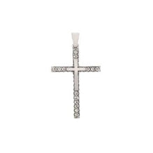 Load image into Gallery viewer, Sterling Silver Rhodium Plated Cross CZ Pendant