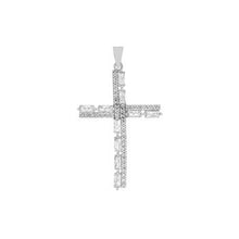 Load image into Gallery viewer, Sterling Silver Rhodium CZ Cross Pendant