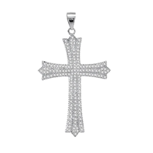 Load image into Gallery viewer, Sterling Silver Micro Pave CZ Cross Pendant