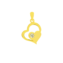 Load image into Gallery viewer, Sterling Silver Gold Plated Double Heart CZ Charm Pendant