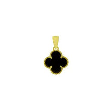 Load image into Gallery viewer, Sterling Silver Gold Plated Black Onyx Clover Pendant