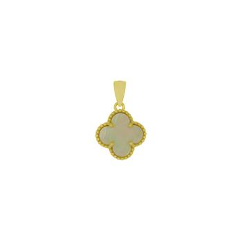 Sterling Silver Gold Plated Mother of Pearl Clover Pendant