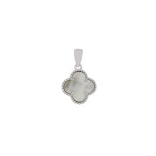 Load image into Gallery viewer, Sterling Silver Mother of Pearl Clover Rhodium Plated Pendant