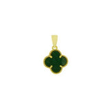 Sterling Silver Gold Plated Malachite Clover Pendant