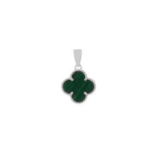 Load image into Gallery viewer, Sterling Silver Malachite Clover Rhodium Plated Pendant