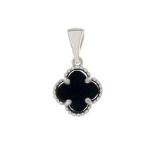 Load image into Gallery viewer, Sterling Silver Rhodium Black Onyx Clover Pendant