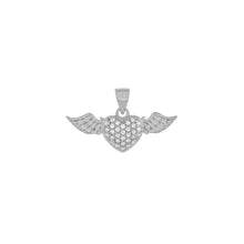 Load image into Gallery viewer, Sterling Silver Pave CZ Heart Angle Wings Pendant