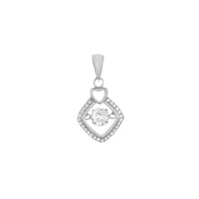 Load image into Gallery viewer, Sterling Silver Rhodium Plated Diamond And Heart Motion CZ Pendant