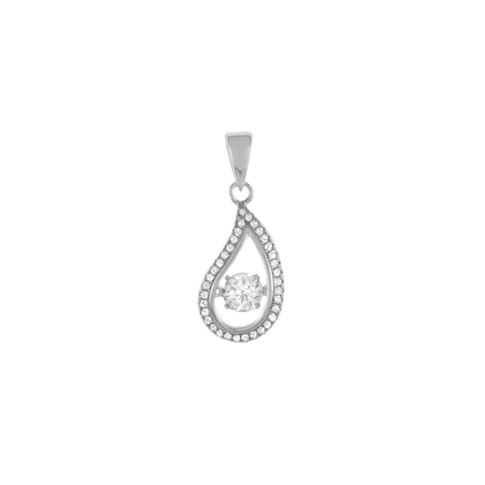 Sterling Silver Rhodium Plated Motion CZ Pendant