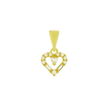 Sterling Silver Gold Plated Small CZ Heart Pendant