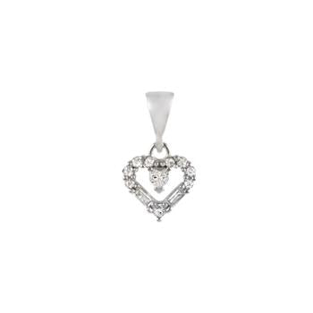 Sterling Silver Rhodium Plated Small CZ Heart Pendant