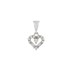Sterling Silver Rhodium Plated Small CZ Heart Pendant