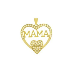 Sterling Silver Gold Plated Mama Heart CZ Pendant