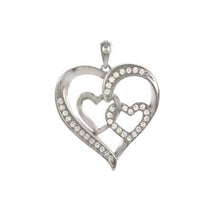 Load image into Gallery viewer, Sterling Silver Rhodium Plated Heart CZ Pendant