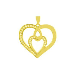 Sterling Silver Gold Plated Heart CZ Pendant