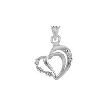 Load image into Gallery viewer, Sterling Silver Rhodium Double Heart CZ Pendant