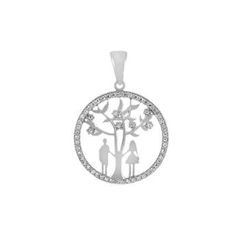 Sterling Silver Tree Of Life With Couple CZ Pendant