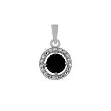 Load image into Gallery viewer, Sterling Silver HaloSimulated Black CZ Solitaire Pendant