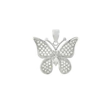 Load image into Gallery viewer, Sterling Silver Rhodium Plated Butterfly Micro Pave CZ Pendant