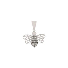 Load image into Gallery viewer, Sterling Silver Rhodium Plated Bee CZ Pendant