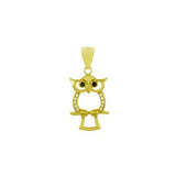 Sterling Silver Gold Plated Owl CZ Pendant