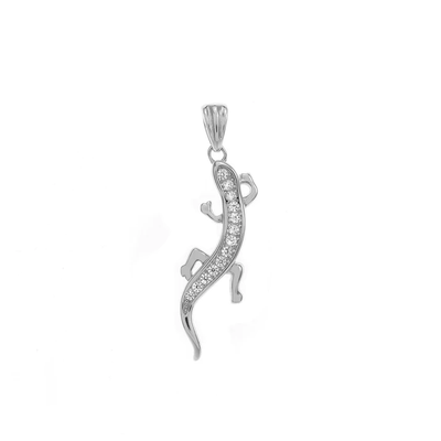 Sterling Silver Lizard CZ Pendant