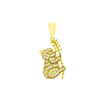 Sterling Silver Gold Plated Koala Bear CZ Pendant