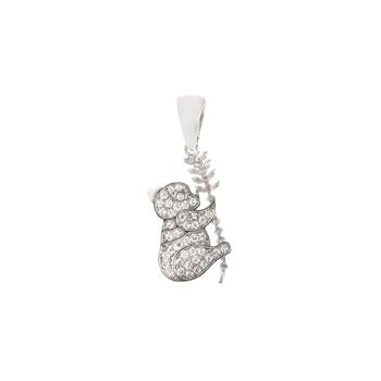 Sterling Silver Rhodium Plated Koala Bear CZ Pendant