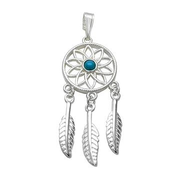 Sterling Silver Dreamcatcher With Turquoise Pendant