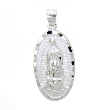 Sterling Silver Lady Of Guadalupe St. Jude Double Side DC Oval Medal Pendant