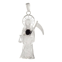 Load image into Gallery viewer, Sterling Silver Santa Muerte With Black Onyx Ball Pendant