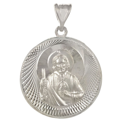 Sterling Silver 3D St.Jude Medal Pendant