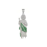 Sterling Silver Saint Jude Micro Pave CZ Pendant