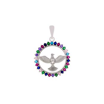 Sterling Silver Multi Color CZ Holy Spirit Pendant