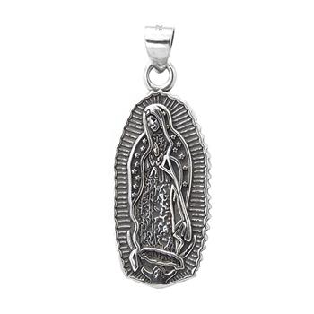 Sterling Silver Oxidized Lady Of Guadalupe Medal Pendant