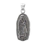 Sterling Silver Oxidized Lady Of Guadalupe Medal Pendant