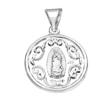 Sterling Silver Lady Of Guadalupe Medal Pendant