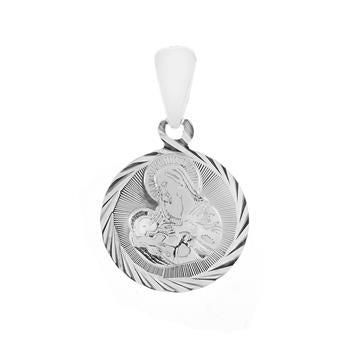Sterling Silver Virgin Mary And Child D/C Medal Pendant