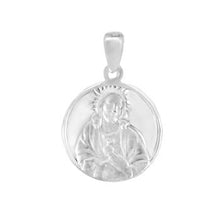 Load image into Gallery viewer, Sterling Silver Double Side Sacred Heart Of Jesus Virgin Mary And Child Medal Pendant