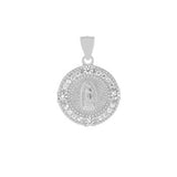 Sterling Silver Lady of Guadalupe CZ Medal Pendant-24mm