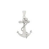 Sterling Silver Rhodium Plated Anchor CZ Pendant